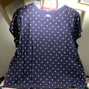 Croft & Barrow Classic Navy Tee with White Dots